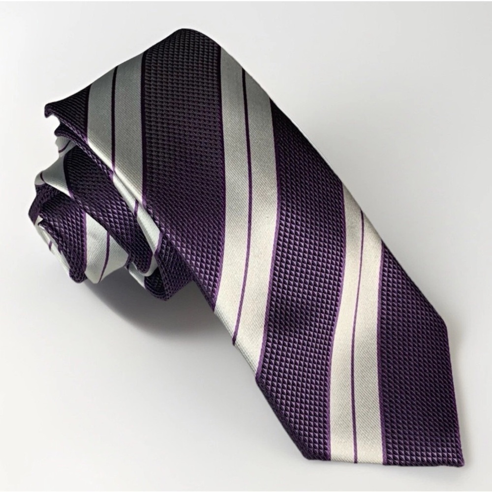 Zen For‎ Men Rich Purple Striped Silk Blend Handmade Tie Summer Wedding Preppy